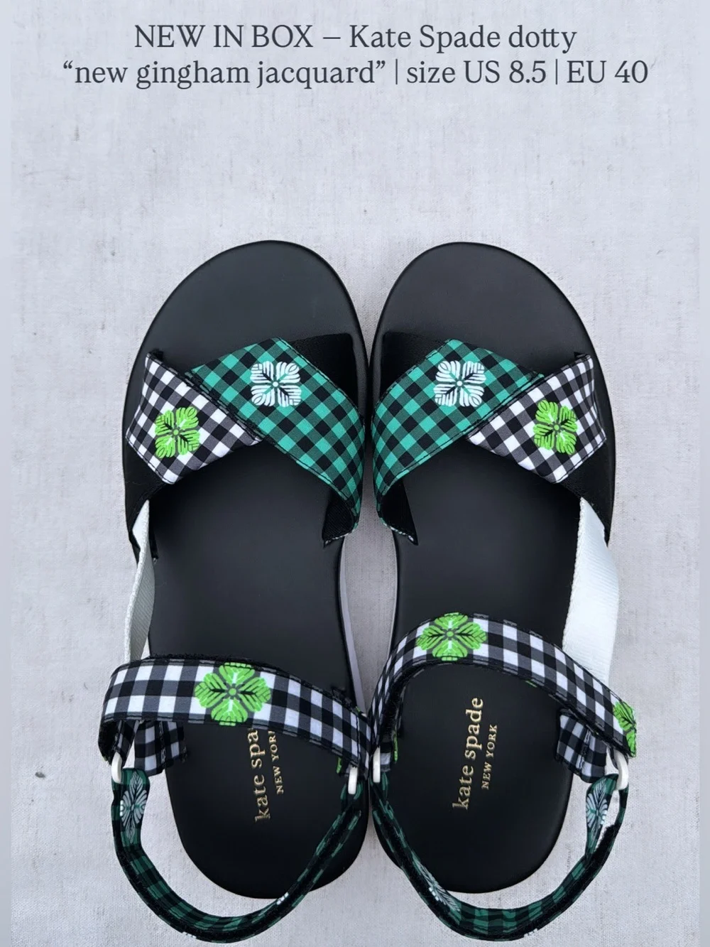 NEW Kate Spade dotty new gingham jacquard sandals